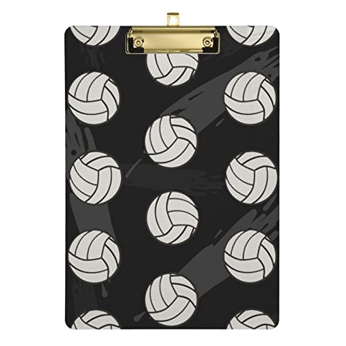 Volleyball auf schwarzem Acryl-Klemmbrett, flache Klemmbretter für Kinder, A4-Briefgröße, 31,8 x 22,9 cm, silberfarbener Clip Volleyball auf schwarzem Acryl-Klemmbrett, flache Klemmbretter für Kinder, A4-Briefgröße, 31,8 x 22,9 cm, silberfarbener Clip von Zltegako