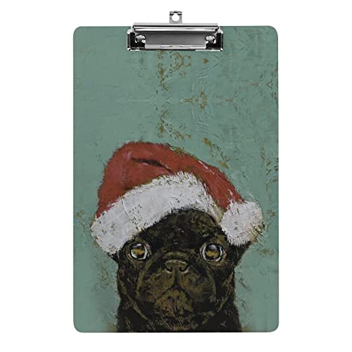 Weihnachtsmann-Mops-Acryl-Klemmbrett, tragbares Klemmbrett mit niedrigem Profil, Metall-Klemmbrett für Zuhause und Büro Weihnachtsmann-Mops-Acryl-Klemmbrett, tragbares Klemmbrett mit niedrigem Profil, Metall-Klemmbrett für Zuhause und Büro von Zltegako