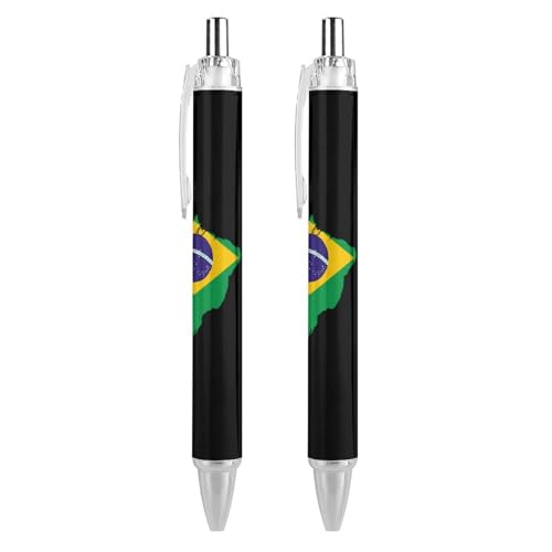 Zltegako Druckkugelschreiber mit Flaggenkarte von Brasilien, schwarze Tinte, Kugelschreiber, Arbeitsstifte für Männer und Frauen, 2 Stück Zltegako Druckkugelschreiber mit Flaggenkarte von Brasilien, schwarze Tinte, Kugelschreiber, Arbeitsstifte für Männer und Frauen, 2 Stück von Zltegako