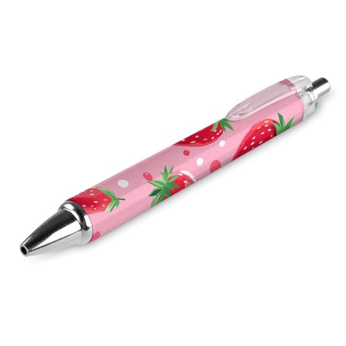Zltegako Niedlicher Erdbeer-Kugelschreiber, einziehbar, schwarze Tinte, Kugelschreiber, Arbeitsstifte für Männer und Frauen, 1 Stück von Zltegako