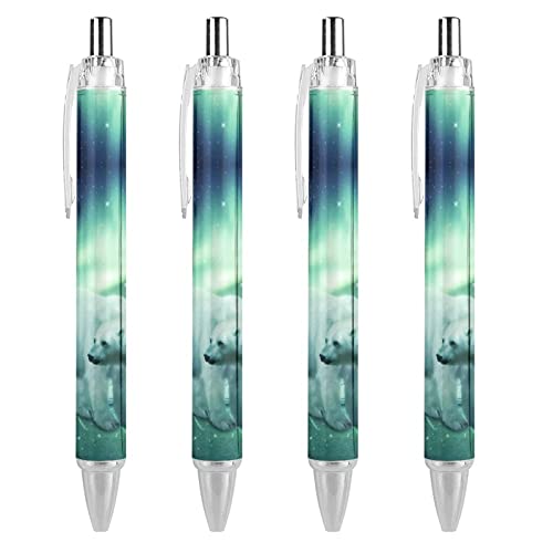 Zltegako Northern Lights Eisbär-Kugelschreiber, einziehbar, 0,5 mm, blaue Tinte, runde Spitze, Geschenk für Notizbuch, Schreiben, Büro, Männer und Frauen Zltegako Northern Lights Eisbär-Kugelschreiber, einziehbar, 0,5 mm, blaue Tinte, runde Spitze, Geschenk für Notizbuch, Schreiben, Büro, Männer und Frauen von Zltegako