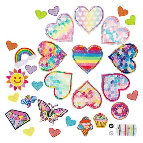 29 Stück Bügelflicken Kinder - Set Aufbügelflicken - Aufnäher Kinder - Zum Aufbügeln für DIY - Patch Sticker Kleidung - Jeans Kleidung Patches von ZmdecQna