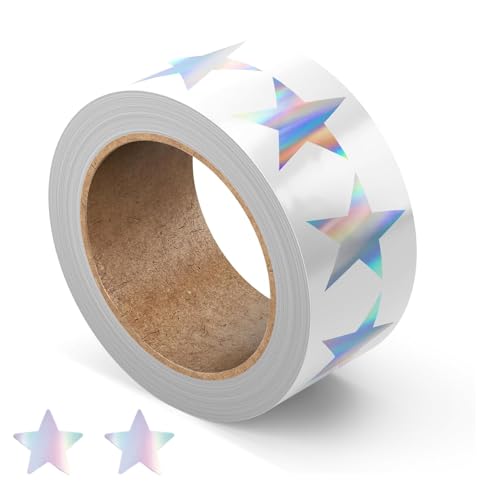 500 Stück Silber Stern aufkleber - Silber Sticker Sterne Glitzer Sticker - Holografische Eine Rolle 2,5cm Aufkleber Sterne - Glitter Basteln Deko Für Klassenzimmer Lehrer Zubehör von ZmdecQna