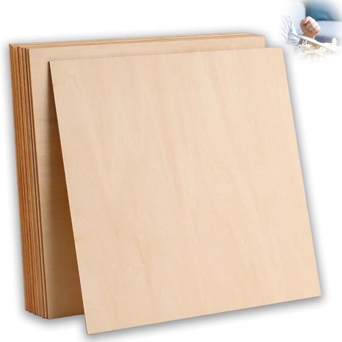 8 Stück Unvollendete Holzplatte, Bastel Holzplatte, Lindenholz zum Schnitzen, Holzplatten zum Basteln, DIY Modell, Kunst und Handwerk, Gemälde (200 x 200 x 1,5 mm) von ZmdecQna