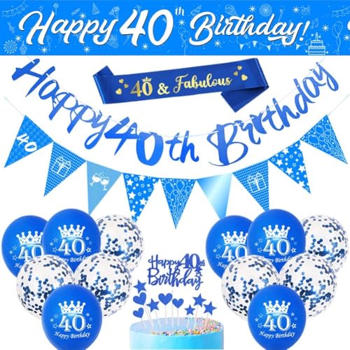 Dekorationsset zum 40. Geburtstag, Banner zum 40. Geburtstag, Luftballons mit Wirbel-Dekorationen, Happy Birthday-Banner für Männer und Frauen, Party-Dekorationen zum 40. Geburtstag Dekorationsset zum 40. Geburtstag, Banner zum 40. Geburtstag, Luftballons mit Wirbel-Dekorationen, Happy Birthday-Banner für Männer und Frauen, Party-Dekorationen zum 40. Geburtstag von ZmdecQna