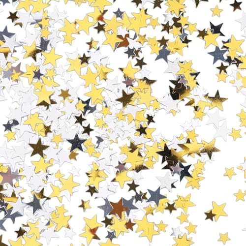 Glitzer Streudeko Sterne Gold - 3000 Stück Glitzer Konfetti Sterne Deko - Geburtstag Tischdeko Weihnachten - Stern Konfetti - Weihnachtskonfetti Stern Deko von ZmdecQna