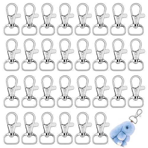Schlüsselanhänger, 30 Stück Silber Zinklegierung Schwenker Schlüsselkarabiner Drehbarer Karabinerverschlüsse mit D-Ring für DIY Handwerk Handtaschen Nähprojekte von ZmdecQna
