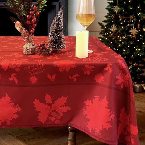 Zmorfiya Rot Weihnachten Tischdecke 140x240cm, Abwischbar Rechteckig Tischdecken mit Poinsettia Blätter Blumenmuster, Wasserabweisend Waschbar Tischdecke Tischtuch für Fest Küche Winter Zmorfiya Rot Weihnachten Tischdecke 140x240cm, Abwischbar Rechteckig Tischdecken mit Poinsettia Blätter Blumenmuster, Wasserabweisend Waschbar Tischdecke Tischtuch für Fest Küche Winter von Zmorfiya