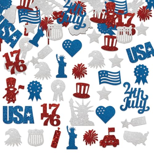 100 Stück Unabhängigkeitstag-Dekorationen, Tischkonfetti, 4. Juli, Dekoration, Tischstreuung, rot, weiß, blau, Glitzer-Papier, Konfetti, USA, amerikanische Partyzubehör, Fotografie-Requisiten 100 Stück Unabhängigkeitstag-Dekorationen, Tischkonfetti, 4. Juli, Dekoration, Tischstreuung, rot, weiß, blau, Glitzer-Papier, Konfetti, USA, amerikanische Partyzubehör, Fotografie-Requisiten von Zmupl