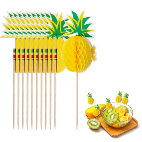 50 Stück 3D-Ananas-Cocktailspieße aus Holz, hawaiianische Party-Dekorationen, Kuchenaufsätze, Cuptake, Obst, Essen, Cocktail-Zubehör für Getränke, hawaiianische Luau-Sommer-Strand-Party-Dekorationen, 50 Stück 3D-Ananas-Cocktailspieße aus Holz, hawaiianische Party-Dekorationen, Kuchenaufsätze, Cuptake, Obst, Essen, Cocktail-Zubehör für Getränke, hawaiianische Luau-Sommer-Strand-Party-Dekorationen, von Zmupl