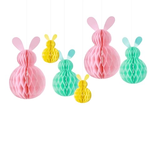 6STK Ostern Deko Hasen Hängende Ornamente, Osterhasen Papier Wabenball Bunte Hängende Anhänger Ostern Party Deko Zubehör Foto Requisiten Backdrops Party Favours für Kinder 6STK Ostern Deko Hasen Hängende Ornamente, Osterhasen Papier Wabenball Bunte Hängende Anhänger Ostern Party Deko Zubehör Foto Requisiten Backdrops Party Favours für Kinder von Zmupl