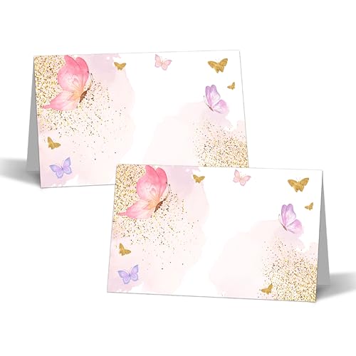 Tischkarten mit Schmetterlings-Motiv, 25 Zeltkarten, Goldfolie, Schmetterlings-Thema, Namenskarten für Tischdekoration, Namenskarten für Geburtstagsparty, Babyparty, einkerbt für einfaches Falten -04 Tischkarten mit Schmetterlings-Motiv, 25 Zeltkarten, Goldfolie, Schmetterlings-Thema, Namenskarten für Tischdekoration, Namenskarten für Geburtstagsparty, Babyparty, einkerbt für einfaches Falten -04 von Zmyollo