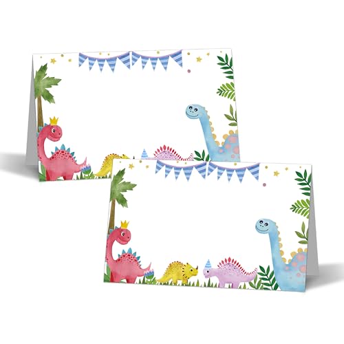Zmyollo Dinosaurier-Tischkarten – 25 Zeltkarten – tropische Dino-Themen-Lebensmittel-Etiketten – Namenskarten für Tischdekoration – Namenskarten für Geburtstagsparty Babyparty – einkerbt für einfaches Zmyollo Dinosaurier-Tischkarten – 25 Zeltkarten – tropische Dino-Themen-Lebensmittel-Etiketten – Namenskarten für Tischdekoration – Namenskarten für Geburtstagsparty Babyparty – einkerbt für einfaches von Zmyollo
