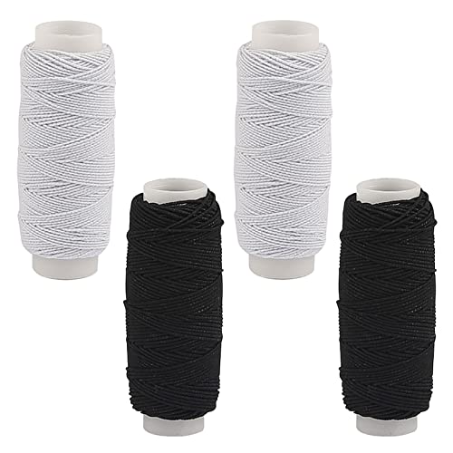 4 Stück elastische Raffung zum Nähen, elastischer Faden, Scheren, elastische Spule, Raffung, schwarz-weiß, elastische Kordel, Stretchschnur für Nähmaschine, Kleidung, Schmuckherstellung (0.5 mmx27 m) von Zngou