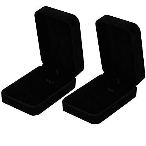 Zngou 2 Stück Halsketten-Box, Samt-Anhänger-Geschenk-Box, lange Kette, Schmuck-Displayboxen, schwarze Halskettenbox für Verlobung, Hochzeit, Muttertag, Weihnachten, Erntedankfest, Geburtstag, Frauen, von Zngou