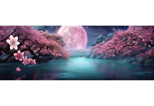5D Diamond Painting Mond Kirschblüten Diamond Painting Erwachsene/Kinder, DIY Diamond Art Diamant Painting Bilder, Kristall Strass Diamant Malerei Basteln für Home Wand Décor, 27.5x70.8 Inch/70x180 cm von Znnegxiia