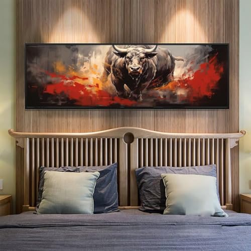 5D Diamond Painting Tier Kuh Diamond Painting Erwachsene/Kinder, DIY Diamond Art Diamant Painting Bilder, Kristall Strass Diamant Malerei Basteln für Home Wand Décor Geschenke 15.7x39.3 Inch/40x100 cm von Znnegxiia