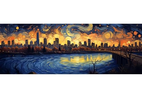 Diamond Painting Landschaft Diamant Painting Bilder Erwachsene/Kinder, 19.6x51.1 Inch/50x130 cm Groß xxl 5D Diamond Painting Stadt für Wand Deko, DIY Stickerei Diamant Kunst Set für Home Décor von Znnegxiia