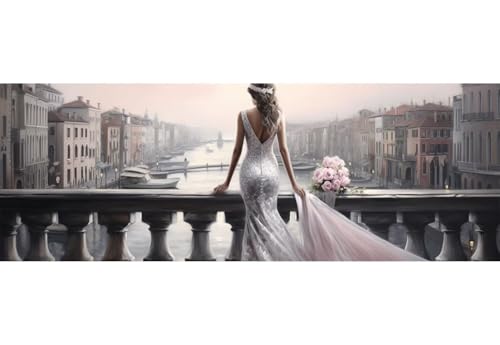 Diamond Painting Prinzessin Diamant Painting Bilder Erwachsene/Kinder, 15.7x39.3 Inch/40x100 cm Groß xxl 5D Diamond Painting Burg für Wand Deko, DIY Kreuzstich Stickerei Diamant Kunst für Home Décor von Znnegxiia