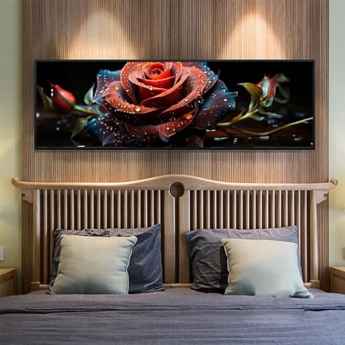 Diamond Painting Rose Diamant Painting Bilder Erwachsene/Kinder, 23.6x62.9 Inch/60x160 cm Groß xxl 5D Diamond Painting Blumen für Wand Deko, DIY Kreuzstich Stickerei Diamant Kunst Set für Home Décor von Znnegxiia