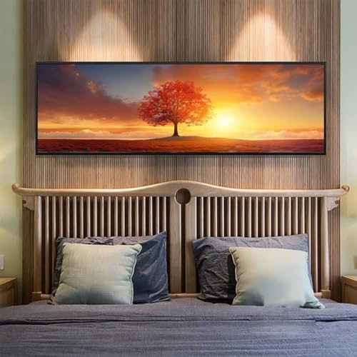 Diamond Painting Sonnenuntergang Diamant Painting Bilder Erwachsene/Kinder, 15.7x39.3 Inch/40x100 cm Groß xxl 5D Diamond Painting Baum für Wand Deko, DIY Stickerei Diamant Kunst Set für Home Décor von Znnegxiia
