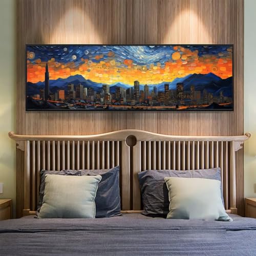 Diamond Painting Stadt Diamant Painting Bilder Erwachsene/Kinder, 19.6x51.1 Inch/50x130 cm Groß xxl 5D Diamond Painting Landschaft für Wand Deko, DIY Stickerei Diamant Kunst Set für Home Décor von Znnegxiia
