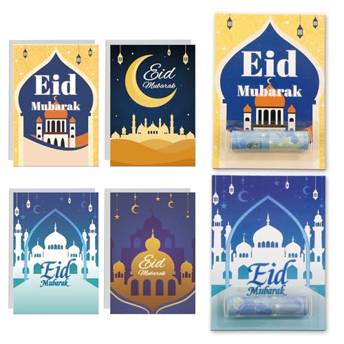 8-Teiliges Set Eid Mubarak Geldkarte,Klappkarten zu Ramadan,Grußkarten als Klappkarte inklusive Umschlag zum Zuckerfest,DIY Eid Geschenke für Kinder von Znnhnn