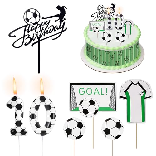 Geburtstagskerzen Zahlen 10,Tortenaufleger Fußball,Tortendeko Fussball,10 Geburtstag Junge Kuchendeko,Happy Birthday Tortendeko,Tortenband,Kuchen Dekoration für Kinder Jungen Geburtstagskerzen Zahlen 10,Tortenaufleger Fußball,Tortendeko Fussball,10 Geburtstag Junge Kuchendeko,Happy Birthday Tortendeko,Tortenband,Kuchen Dekoration für Kinder Jungen von Znnhnn