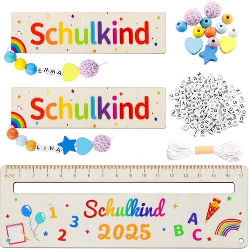 Lineal zur Einschulung 2025,2 Set Lesezeichen Schulkind Holz,Lesezeichen mit A-Z Buchstaben Holzperlen DIY,Personalisiertes Lesehilfe,Schulanfang Geschenk für Jungen und Mädchen Lineal zur Einschulung 2025,2 Set Lesezeichen Schulkind Holz,Lesezeichen mit A-Z Buchstaben Holzperlen DIY,Personalisiertes Lesehilfe,Schulanfang Geschenk für Jungen und Mädchen von Znnhnn