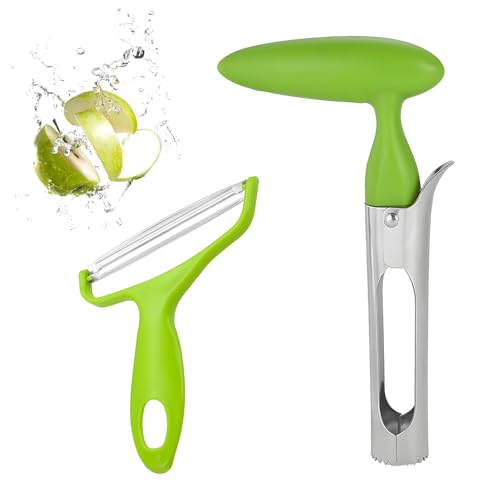 Sparschäler & Apfelentkerner Set, Edelstahlklinge in Lebensmittelqualität und langlebigem und ABS-Griff, Spülmaschinengeeignet, für Obst und Gemüse wie Äpfel, Birnen, Karotten und Gurken (2 Stück) Sparschäler & Apfelentkerner Set, Edelstahlklinge in Lebensmittelqualität und langlebigem und ABS-Griff, Spülmaschinengeeignet, für Obst und Gemüse wie Äpfel, Birnen, Karotten und Gurken (2 Stück) von Znnhnn