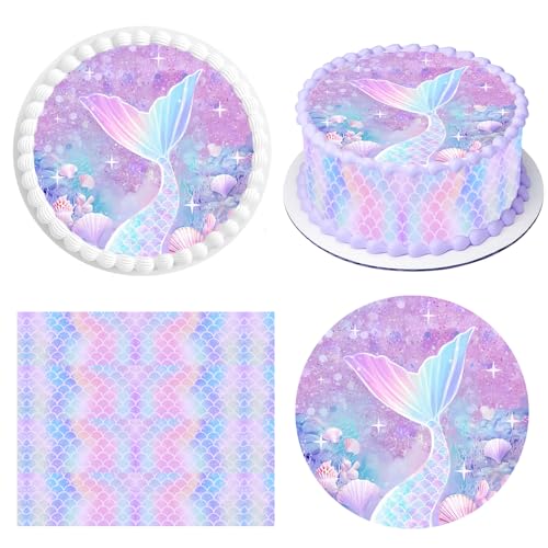Tortenaufleger Meerjungfrau,1 Stück Essbare Kuchendeko Ø 20 cm+4 Stück Tortenband Essbar 24cm x 5cm,Meerjungfrau Tortendeko für Mädchengeburtstag,Tortenbild Meer Thema Party Tortenaufleger Meerjungfrau,1 Stück Essbare Kuchendeko Ø 20 cm+4 Stück Tortenband Essbar 24cm x 5cm,Meerjungfrau Tortendeko für Mädchengeburtstag,Tortenbild Meer Thema Party von Znnhnn