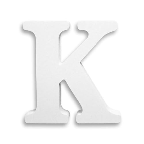 10CM Weiß Alphabet-Ornamente, Zahlen und Symbole, Holzhandwerk, kreative Buchstaben für Heimdekor, hochdichte massive Kiefernfaserplatte (Buchstabe K) von ZoTuoART