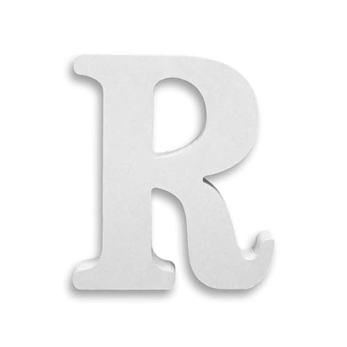 10CM Weiß Alphabet-Ornamente, Zahlen und Symbole, Holzhandwerk, kreative Buchstaben für Heimdekor, hochdichte massive Kiefernfaserplatte (Buchstabe R) von ZoTuoART