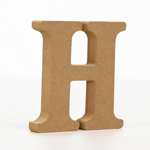 10CM hochdichte massive Kiefernfaserplatte, Alphabet-Ornamente, Zahlen und Symbole, Holzhandwerk, natürliche Holzfarbe, kreative Buchstaben für Heimdekoration (Buchstabe H) von ZoTuoART