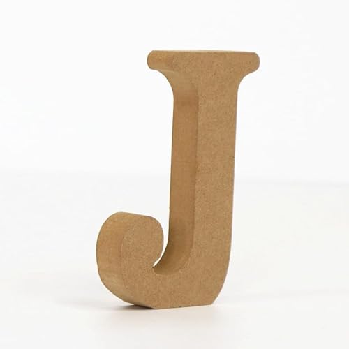 10CM hochdichte massive Kiefernfaserplatte, Alphabet-Ornamente, Zahlen und Symbole, Holzhandwerk, natürliche Holzfarbe, kreative Buchstaben für Heimdekoration (Buchstabe J) von ZoTuoART