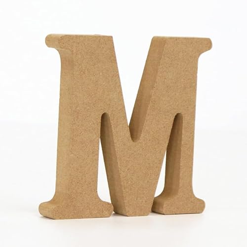10CM hochdichte massive Kiefernfaserplatte, Alphabet-Ornamente, Zahlen und Symbole, Holzhandwerk, natürliche Holzfarbe, kreative Buchstaben für Heimdekoration (Buchstabe M) von ZoTuoART