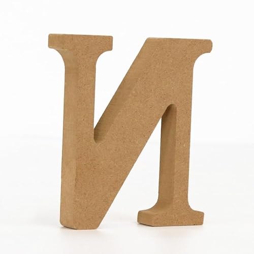 10CM hochdichte massive Kiefernfaserplatte, Alphabet-Ornamente, Zahlen und Symbole, Holzhandwerk, natürliche Holzfarbe, kreative Buchstaben für Heimdekoration (Buchstabe N) von ZoTuoART