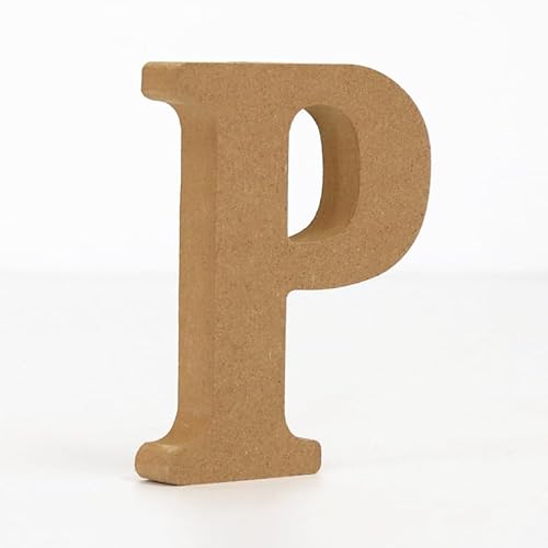 10CM hochdichte massive Kiefernfaserplatte, Alphabet-Ornamente, Zahlen und Symbole, Holzhandwerk, natürliche Holzfarbe, kreative Buchstaben für Heimdekoration (Buchstabe P) von ZoTuoART