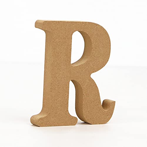 10CM hochdichte massive Kiefernfaserplatte, Alphabet-Ornamente, Zahlen und Symbole, Holzhandwerk, natürliche Holzfarbe, kreative Buchstaben für Heimdekoration (Buchstabe R) von ZoTuoART