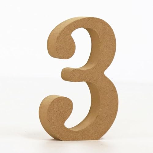 10CM hochdichte massive Kiefernfaserplatte, Alphabet-Ornamente, Zahlen und Symbole, Holzhandwerk, natürliche Holzfarbe, kreative Buchstaben für Heimdekoration (Nummer 3) von ZoTuoART
