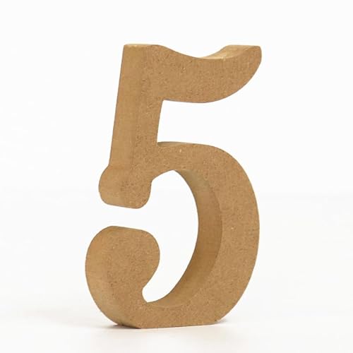 10CM hochdichte massive Kiefernfaserplatte, Alphabet-Ornamente, Zahlen und Symbole, Holzhandwerk, natürliche Holzfarbe, kreative Buchstaben für Heimdekoration (Nummer 5) von ZoTuoART