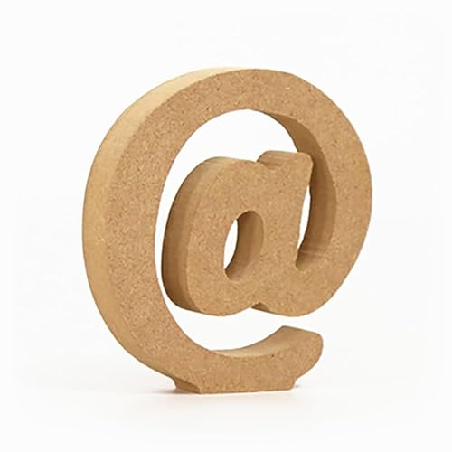10CM hochdichte massive Kiefernfaserplatte, Alphabet-Ornamente, Zahlen und Symbole, Holzhandwerk, natürliche Holzfarbe, kreative Buchstaben für Heimdekoration (Symbol @) von ZoTuoART