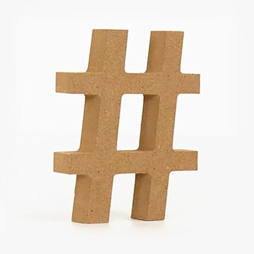 10CM hochdichte massive Kiefernfaserplatte, Alphabet-Ornamente, Zahlen und Symbole, Holzhandwerk, natürliche Holzfarbe, kreative Buchstaben für Heimdekoration (Symbol #) von ZoTuoART