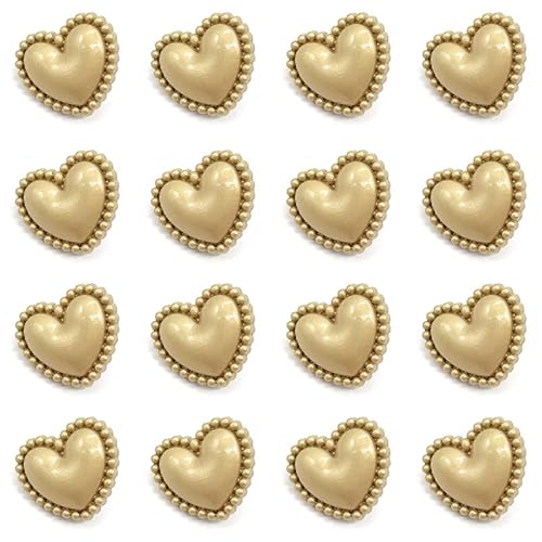 ZoTuoART Chic Haute Couture Metallknöpfe – Herzform Gold Knopf – DIY handgefertigte Kleidung Zubehör Nähen Knöpfe einfacher Vintage Stil 15 mm 16 Stück von ZoTuoART