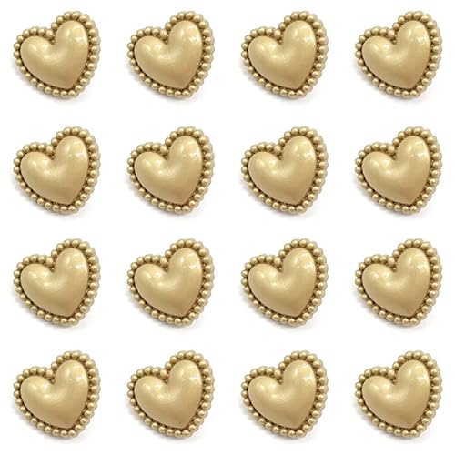 ZoTuoART Chic Haute Couture Metallknöpfe – Herzform Gold Knopf – DIY handgefertigte Kleidung Zubehör Nähen Knöpfe einfacher Vintage Stil 15 mm 16 Stück von ZoTuoART