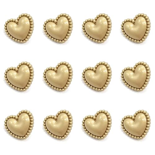 ZoTuoART Chic Haute Couture Metallknöpfe – Herzform Gold Knopf – DIY handgefertigte Kleidung Zubehör Nähen Knöpfe einfacher Vintage Stil 18 mm 12 Stück von ZoTuoART