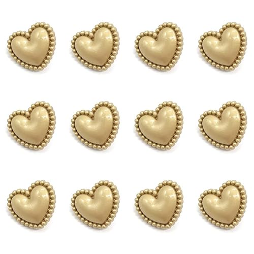 ZoTuoART Chic Haute Couture Metallknöpfe – Herzform Gold Knopf – DIY handgefertigte Kleidung Zubehör Nähen Knöpfe einfacher Vintage Stil 18 mm 12 Stück von ZoTuoART