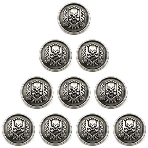 ZoTuoART Metallknöpfe mit geschnitztem Totenkopf- und gekreuzten Knochenmuster, runde Nähknöpfe, Ersatzknöpfe für Mäntel, Anzüge, Windschutz, Silber, 21 mm, 10 Stück ZoTuoART Metallknöpfe mit geschnitztem Totenkopf- und gekreuzten Knochenmuster, runde Nähknöpfe, Ersatzknöpfe für Mäntel, Anzüge, Windschutz, Silber, 21 mm, 10 Stück von ZoTuoART
