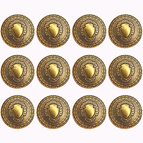 ZoTuoART Retro-Knöpfe, runde Form, mit Gravur, Metallknöpfe, antiker Stil, britischer Stil, zum Basteln, Nähen, Zubehör, Stil 02, antikes Gold, 20 mm, 12 Stück von ZoTuoART