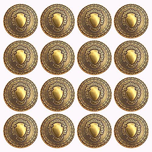 ZoTuoART Retro-Knöpfe, runde Form, mit Gravur, Metallknöpfe, antiker Stil, britischer Stil, zum Basteln, Nähen, Zubehör – Style02 antikes Gold, 15 mm, 16 Stück von ZoTuoART